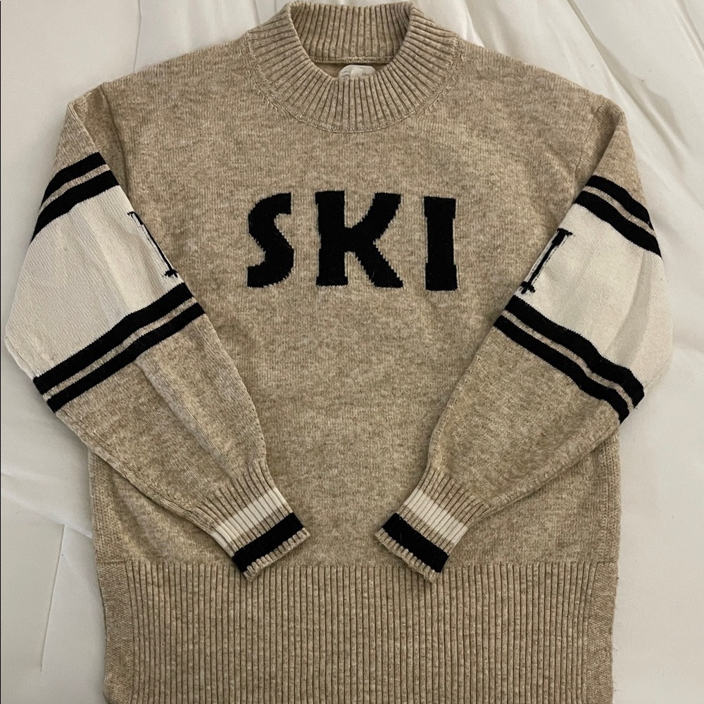 Lou & Grey Natural and Black Crewneck Sweater